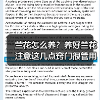 兰花怎么养?养好兰花注意这几点窍门很管用(图1) 兰花怎么养?养好兰花注意这几点窍门很管用(图1)